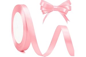 NSETRIU Pink Ribbon For Gift Wrapping 10mm 23m Pink Christmas Ribbon Gift Ribbon For Presents Pink Ribbon For Hair Pink Satin Ribbon Cake Ribbon Gymnastics Ribbon For Valentine's Day, Gender Reveal Decoration