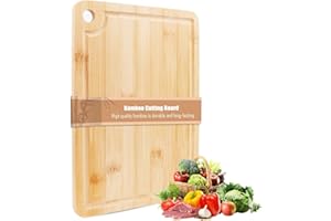 AKONE Deska do krojenia, bambusowa deska do krojenia, drewniana deska kuchenna, deska do krojenia z otworem do zawieszania, bambusowa deska do wędlin, owoców, warzyw i sera, trwała, lekka, nadaje się