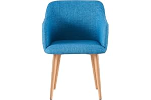 MOF Classic Fabric Tub Chair Wing Back Armchair Sofa Vanity Bedroom Dressing Chair K5 (Blue)