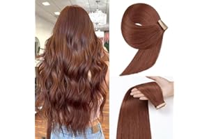 YDDM Extension Capelli Veri Biadesivo 20pcs 50cm 50g Marrone scuro rossastro extension biadesive capelli veri Tape In Extension Capelli Veri Extension Adesive Capelli Veri(20inch,33#)