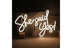 SIGNSHIP She Said Yes Neon Signs Warm White Led Neon Light,USB Powered Letter Neon Sign Acrylic Art Wall Decoration for Christmas Wedding Propose Engagement Party Bedroom Bar Decor Gift