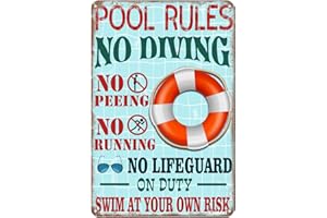 VIODENL Metallschild Pool Rules Swim At Your Own Risk Wandkunst Lustige Schwimmbadschilder Dekor Outdoor 30,5 x 43,2 cm