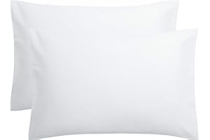 FLXXIE 2 Pack 100% Brushed 1800 Microfiber Plain Queen Pillowcases, Wrinkle and Stain Resistant, Soft and Cozy Envelope Closure Bed Pillow Cases, White, 50x75 cm