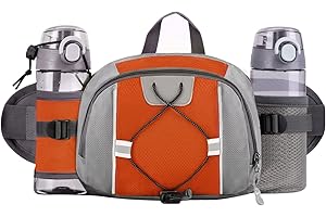 FIORETTO Large Bum Bag for Men Women, Water-Repellent Bumbag with Bottle Holders, Lightweight Fanny Pack for Running, Cycling, Hiking, Dog Walking Orange
