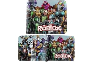 FYDZBSL Roblox Billetera Carteras Anime De Dibujos Niños Animados Cartera De Cuero Regalos para Fanáticos del Juego De Billetera,Plegable De Cuero PU De Moda Negra Titular De La Tarjeta（D）