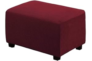 JHLD Copri Pouf Elasticizzato, Rettangolare Copertura Dell'Ottomano A Scacchi Copri Pedaliera Con Elasticizzato Parte Inferiore Per Bambini Animale-vino rosso-X Large