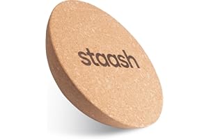 ‎STAASH STAASH® Kork-Halbkugel – Balance Trainer Ø30 cm aus Naturkork – Für Yoga, Reha, Fitness & Boardsport – Optional mit Tragebeutel, Antirutschmatte & Massageball – Umweltfreundlich