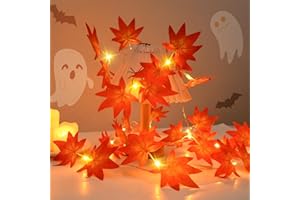 Herbst Lichterkette Mit Kürbis & Ahornblättern - 3m 20 LED Batteriebetrieben Für Halloween Deko