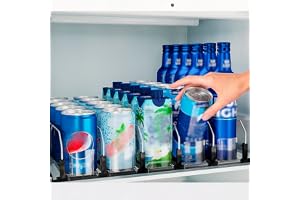 Tissting kylskåpsdispenser, 6 rader 38 cm automatisk dryckesorganisatör självskjutande läsk ölburk organiseringsbredd justerb