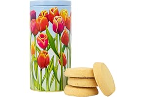 THE SILVER CRANE CO. Floral Biscuit Tin Gift - Christmas Biscuits Gift Set, Scottish Shortbread Biscuits Gift Box, Festive Biscuits Tin Hamper, Family Biscuit Box - Novelty British Gifts for Women, Men - Tulip