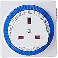 STATUS Timer Switch Square | 24 Hour Segment Timer Light Switch | White UK Plug | S24HRSQT4