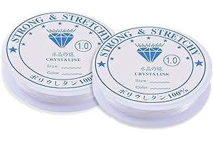 SAIZONE Fil Élastique Transparent Bracelet Perle, Cordon Nylon Résistant 2Pcs (1mm)