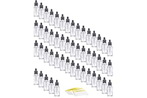 Oputec Lot de 50 x 30ml flacons compte-gouttes en verre - Avec pipette en verre et graduation - Bouteilles de Pharmacie, Transparent