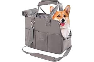 Maxetodo Stylish Dog Purse Carrier for Small Dogs & Cats - Airline Approved, Lightweight Pet Backpack for Travel, Shopping & Walking (Up to 8lbs Dogs, 11lbs Cats, Dark Gray, Size L)