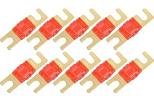 A ABSOPRO 10pz Fusibili Auto AFS ANL Fusibile per Auto Camion Moto Barca Audio CD Rosso, Tono Oro 200A