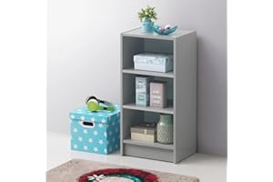 All Homely Basics Small Narrow Bookcase | Modern Design with 3 Adjustable Shelves | Suitable for Home or Office | Available in 6 Colours | W40 x H80 x D30cm Grey