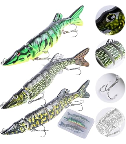 Lot de 10 leurres de pêche à manivelle multi-articulés appâts