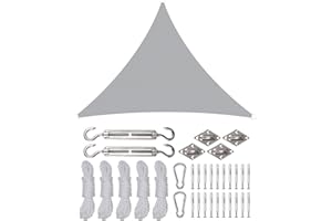 Rantizon Toldo Vela de Sombra Triangular 3×3×3m, toldo Vela Impermeable Exterior con Kits de Montaje, Protección Rayos UV y HDPE Transpirable, para Exteriores, Jardines, Patios, Gris