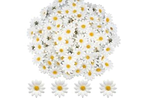 ZoZoMaiy 100 szt. sztucznych gerbery, stokrotka, jedwabne kwiaty, główki 4 cm, białe, sztuczne płatki gerbery, na imprezę, ślub, stół, rozproszone konfetti, akcesoria do scrapbookingu, zaproszenia,