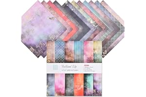 Pagezol 30,5x30,5cm Scrapbooking Pads Paper,12 Patterns 24 Sheets Bronzing Scrapbooking Cardstock Paper Pads,DIY Decorative Card Making Supplies,for Handmade Craft Design