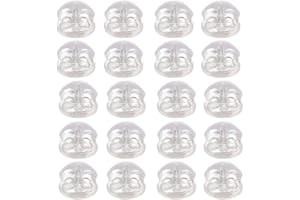 AMZFUK 20 Stück Sichere Ohrring-Verschlüsse Für Ohrstecker,Silikon-Ohrring-Ersatz Für Ohrstecker/Hängende Ohren, Hypoallergene Ohrring-Verschlüsse,Ohrringstecker Ohrringverschlüsse (Silber 4 * 5mm)