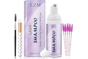 LZM Shampoing Cils Extension Kit Shampoing Cils 60ml+Brosse Nettoyante Shampoing Extension de Cils Nettoyant Extension Cils Mousse Riche Shampoing Cil