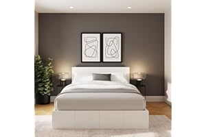 GFW Classic Leather Upholstered Ottoman Storage Bed With Gas End Lift & Under Bed Storage, Double, Faux Leather, White