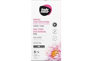 BODYNATUR - Bandas Cera Depilatoria Cuerpo - Pieles Sensibles - Depilación Mujer - 16 Bandas y 2 Toallitas