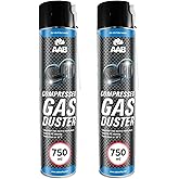 AAB Reinigungsspray 2 x 750ml, Druckluftreiniger, Druckluft Reinigung von Tastatur, PC, Keyboard, Bildschirmen, Spielekonsole