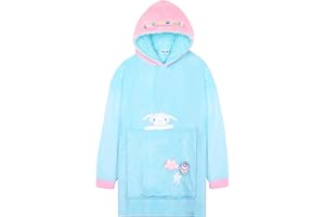 Hello Kitty Sanrio Blanket Hoodie Girls Teens Kawaii Oversized Fleece Wearable Blanket Attached Plush Loungewear, Anime Gifts