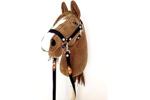 HORSE & TOYS Cavallo A4 (cavallo su un bastone) Hobby Horse A4 completo di cantar come da foto (marrone chiaro)