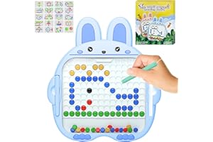 YATOSEEN Rabbit Magnetic Drawing Board for Kids,Large Travel Toys Doodle Board with 2 Magnetic Pen&80 Beads, Magnetic Dot Board Educational Toy for Above 3 Years Old Boys Girls(30x27CM)