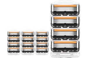 POLETOM 16PCS Men's Razor Blades Compatible with Gillette ProGlide, Anti Friction Manual Shaving 5 Layered Blade