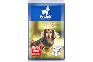 Pet Soft Disposable Dog Puppy Nappies Female Small 12 Count - Super Absorbent Dog Doggy Cat Diapers