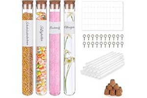 Mocraft 20 Reagenzglas mit Korken 16x160mm Reagenzgläser Kunststoff Transparent Reagenzgläser für Blumen Gastgeschenk DIY Craft Candy 20ml