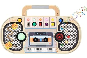 Baeroly Montessori Toys Wooden Busy Board Designed for Children Over 3 Years Old, Sensory Training Toys with LED Light Switches, Voice Recorder and Radio Telegrams, Birthday and Travel Companion