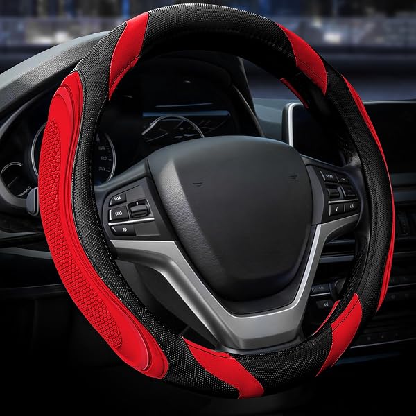 MNBVGHH Auto Lenkradbezug, Für Dacia Sandero Stepway 3 Extreme 2020-2023 2024 Mode Anti-Rutsch-Verschleißfest Leder Atmungsaktives Lenkradbezug Innenraum Zubehör,A-D
