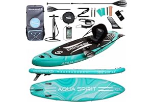 AQUA SPIRIT Tempo Sup Stand up Gonflable Surf Planche de Paddle pour Adulte Unisexe Débutant intermédiaire 320x81x15cm Charge Max 120KG avec Pagaie Réglable, Matelas à Langer Garantie De 2 Ans