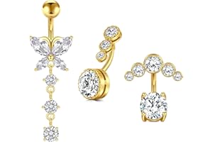 Briana Williams 6 mm pręty do pępka krótkie ze stali nierdzewnej 14 g mały sześcienny diament wiszący kolczyk do pępka biżuteria