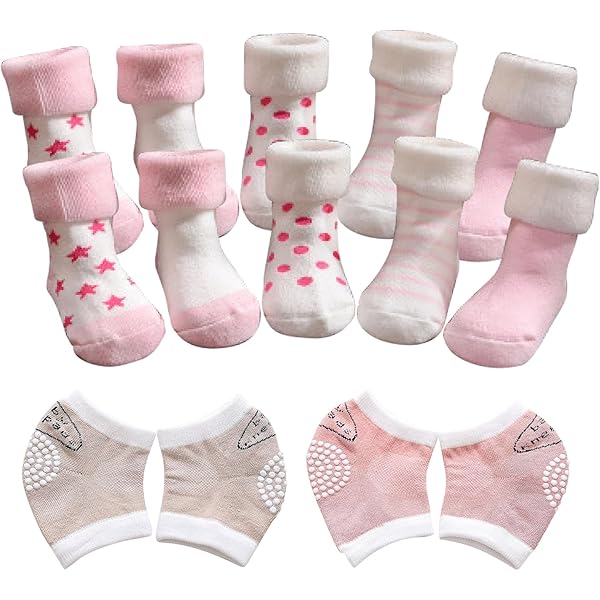 3 Paia Ginocchiere Antiscivolo Per Neonati | Con Puntini In Gomma | Per Gattonamento 1-3 Anni | Cotone Morbido - Foto 8