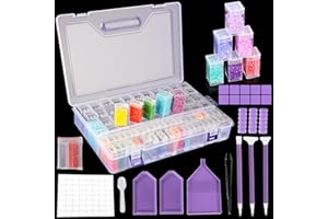 MOYKSRR Diamond Painting Aufbewahrungsbox, 88 Stück Diamond Painting Box Set, Diamond Painting Zubehör Boxen, Diamant Malerei Aufbewahrungsbox mit Stift, Kleber, Platte, Pinzette, Etikette, Löffel