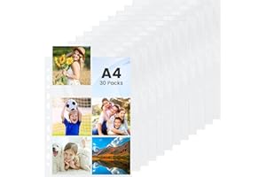 JAOMON 30 Stück 180 Taschen Fotohüllen DIN A4,Transparent Postkartenhüllen 6 Fach Geteilt Fotosichthüllen Klarsichtfolien Postkartenhüllen für Familien Hochzeits Fotoalbum A4 2/3/4 Ringbuch(Schwarz)