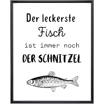 Din A4 Kunstdruck Ohne Rahmen – Lustiger Spruch „Fisch Schnitzel“ Für Küche & Esszimmer, 21 X 29,7 Cm Auf Mattem Fotopapier