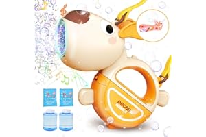 Fegalop Pistola de Burbujas para Niños, Máquina Automática de Pompas de Jabón, con 1Botella Solución,Portátil Máquina de Hacer Burbujas para Fiesta Al Aire Libre Boda(Perros)