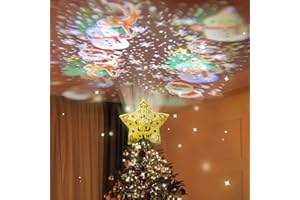 NIAAZI Estrella Arbol Navidad con Proyector LED de Copo de Nieve Giratorio Proyector Luces Decoración árbol de Navidad para Hogar Oficina Bar Hotel - (ángeles y Estrellas)