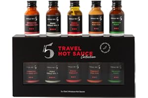 CHILLI NO.5 Chilli No. 5 | Mini Bottles Hot Sauce Set - The Hot Ones 5x15ml, World Flavors Gift Set, Exclusive Chilli Blend, Healthy Superfoods, Vegan, Gluten-Free, No Artificial Flavourings