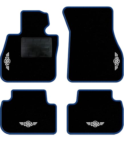 Kit Tappetini Auto Su Misura Per Mini Cooper-One F66 3 Porte 2024-2026, Moquette Nera Con Logo E Bandiera Italia, Made In Italy