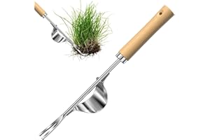 Elsrantor Sarchiatore in Acciaio Inox, Estirpatore Erbacce da Giardino, Strappa Rimuovi Erbacce, Sarchiatrici con Manico in Legno, Estrattore Sarchiatrice Manuale, per Scavare, Estirpare, Allentare