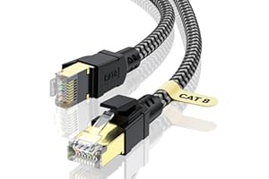 CABNEER Cat 8 Ethernet Kabel 10M, 40Gbps Netzwerkkabel Hochgeschwindigkeits 2000MHz Ethernet Kabel, Gigabit RJ45 Nylon Geflochtener LAN Kabel, Patchkabel für PS5/4 Router Modem