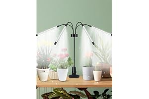 TRAYVESPACE Lampara Plantas Interior, LED Cultivo con 3 Modos de Interruptor, Temporizador 3/9/12H, Grow Light de Crecimiento Regulables de 15W para Varias Plantas